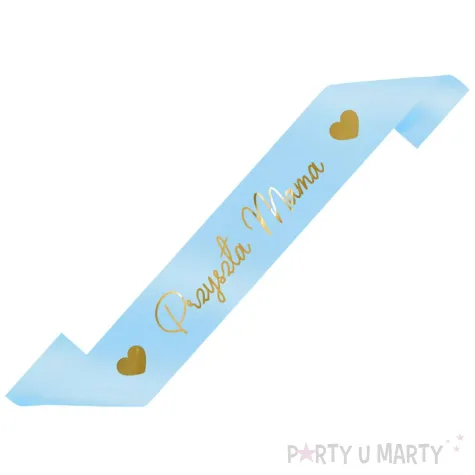 dodatek do stroju na baby shower szarfa przyszla mama blekitny mom to be 160 cm