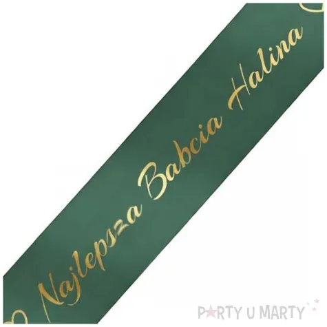 dodatek do stroju na dzien babci prezent szarfa najlepsza babcia z imieniem zielona 160 cm