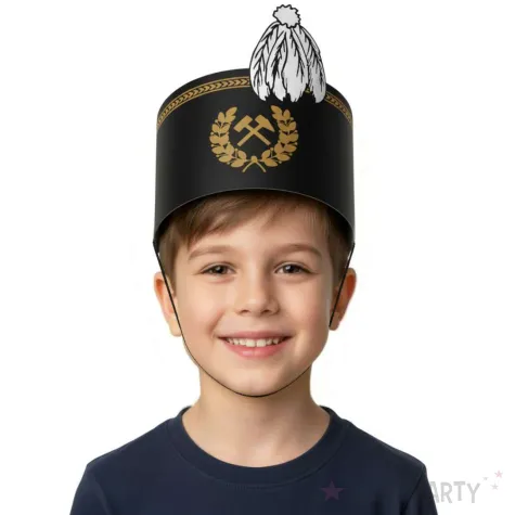 dodatek do stroju na dzien gornika czapka papierowa barborka czako czarna dla dzieci