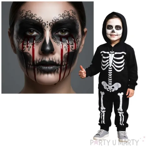 dodatek do stroju na halloween farbka do twarzy czarna make up makijaz do kostiumu 20 ml