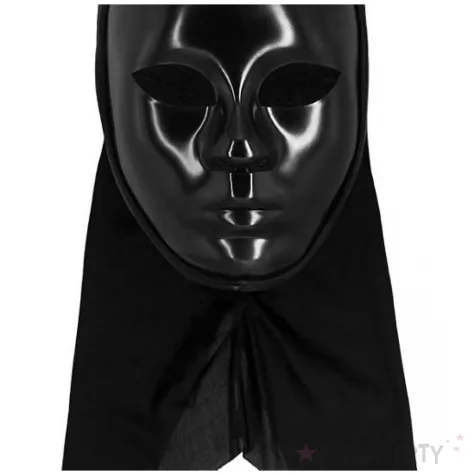 dodatek do stroju na halloween karnawal maska mim z kapturem czarna