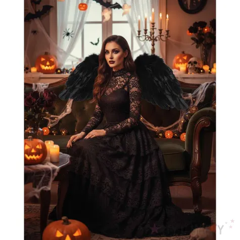 dodatek do stroju na halloween karnawal skrzydla aniol smierci czarne demon cosplay 80x30 cm