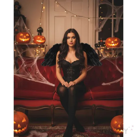 dodatek do stroju na halloween karnawal skrzydla aniol smierci czarne demon cosplay 80x30 cm