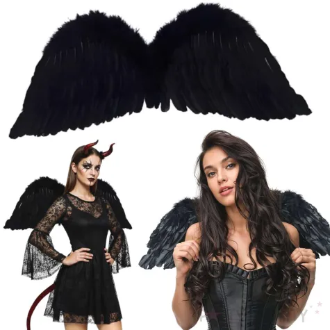 dodatek do stroju na halloween karnawal skrzydla aniol smierci czarne demon cosplay 80x30 cm