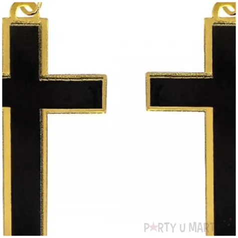 dodatek do stroju na halloween kolczyki krzyze czarno zlote zakonnica karnawal 6 x 3 5 cm