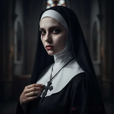 dodatek do stroju na halloween naszyjnik krzyz gotycki czarny ksiadz zakonnica