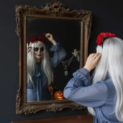 dodatek do stroju na halloween opaska do wlosow czarny welon z rozami los muertos smierc