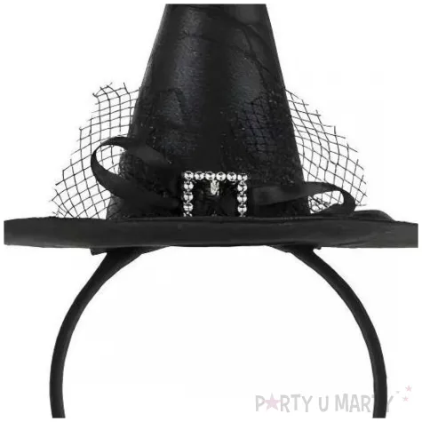 dodatek do stroju na halloween opaska kapelusz czarownicy andrzejki kostium wiedzma 17x28 cm