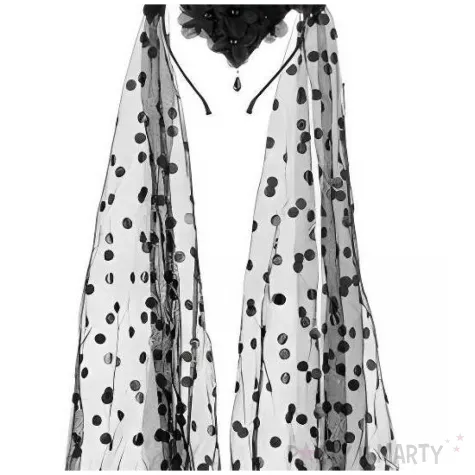 dodatek do stroju na halloween opaska rogi z welonem diablica demon sukkub 30x76 cm