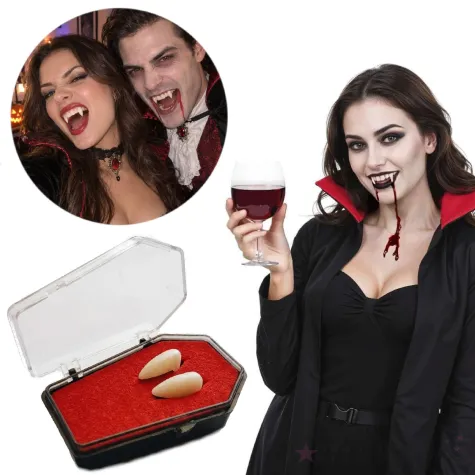 dodatek do stroju na halloween sztuczne zeby kly wampira termoplastyczne wampirzyca cosplay larp