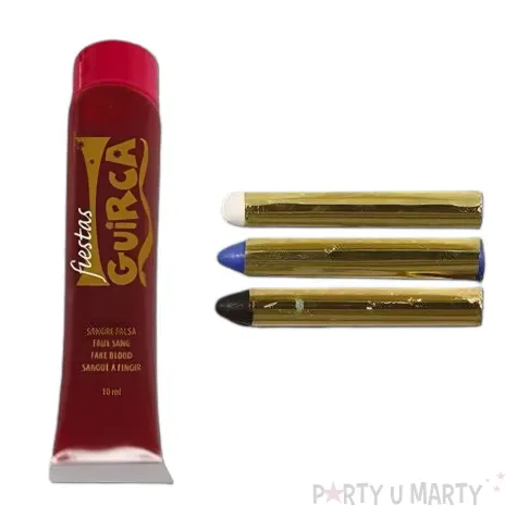 dodatek do stroju na halloween zestaw do makijazu wampir zeby sztuczna krew kredki