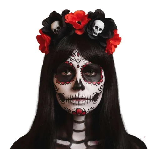 dodatek do stroju na hallowen dia de los muertos opaska do wlosow roze i czaszki karnawal