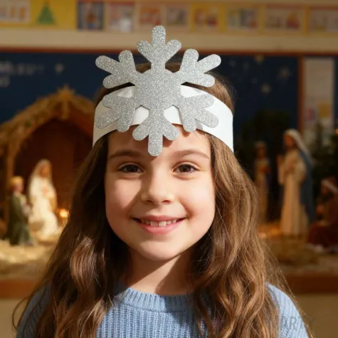 dodatek do stroju na jaselka bal przebierancow sniezynka srebrna brokatowa