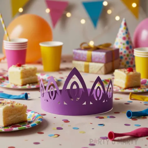 dodatek do stroju na karnawal papierowa opaska na glowe tiara diadem ksiezniczki fioletowa 3 s