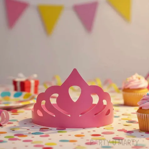 dodatek do stroju na karnawal papierowa opaska na glowe tiara diadem ksiezniczki rozowa 3 szt