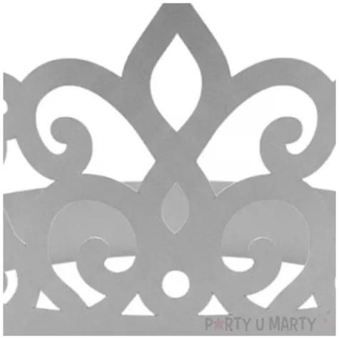 dodatek do stroju na karnawal papierowa opaska na glowe tiara diadem ksiezniczki srebrna 3 szt