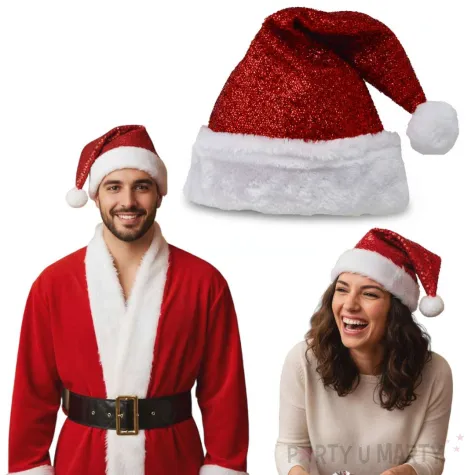 dodatek do stroju na mikolajki boze narodzenie czapka mikolaja 34 cm