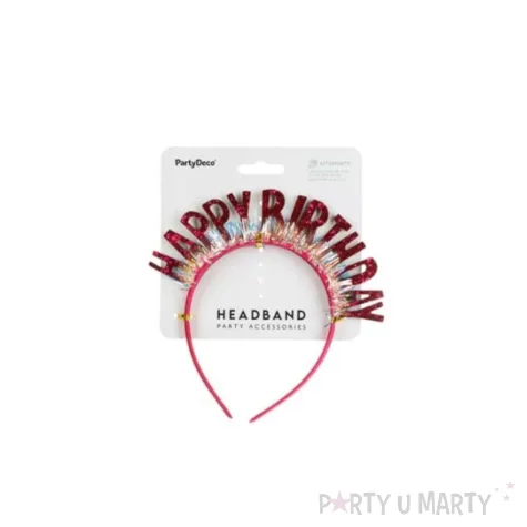 dodatek do stroju na osiemnastke 18 30 40 50 60 urodziny opaska na glowe happy birthday rozowa