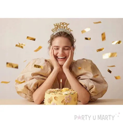 dodatek do stroju na osiemnastke 18 30 40 50 60 urodziny opaska na glowe happy birthday zlota
