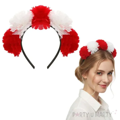 dodatek do stroju na swieto niepodleglosci opaska na glowe bialo czerwony wianek polska kwiaty