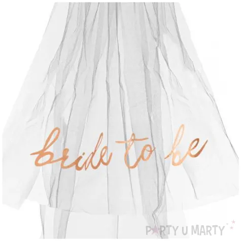 dodatek do stroju na wieczor panienski welon bride to be bialy rose gold 63 cm