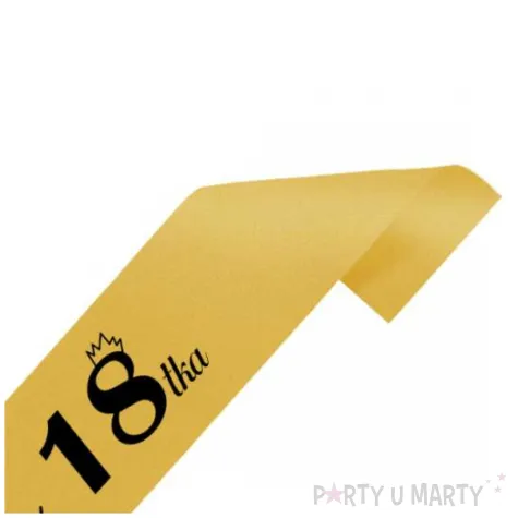 dodatek do stroju szarfa urodzinowa boska 18 zlota elegancka osiemnastka 160 cm