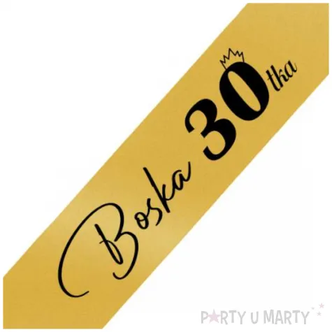 dodatek do stroju szarfa urodzinowa boska 30 zlota elegancka 160 cm