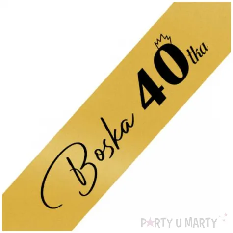 dodatek do stroju szarfa urodzinowa boska 40 zlota elegancka 160 cm