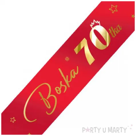 dodatek do stroju szarfa urodzinowa boska 70 czerwona 160 cm