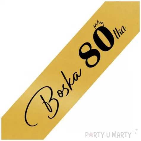 dodatek do stroju szarfa urodzinowa boska 80 zlota elegancka 160 cm