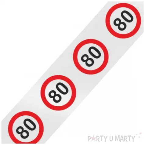 dodatek do stroju szarfa urodzinowa traffic birthday 80 urodziny biala 160 cm