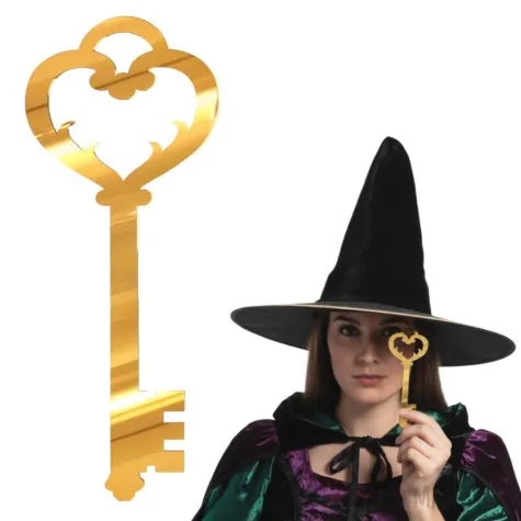 dodatek do zabawy na andrzejki klucz do lania wosku akrylowy zloty wrozby andrzejkowe 10 cm