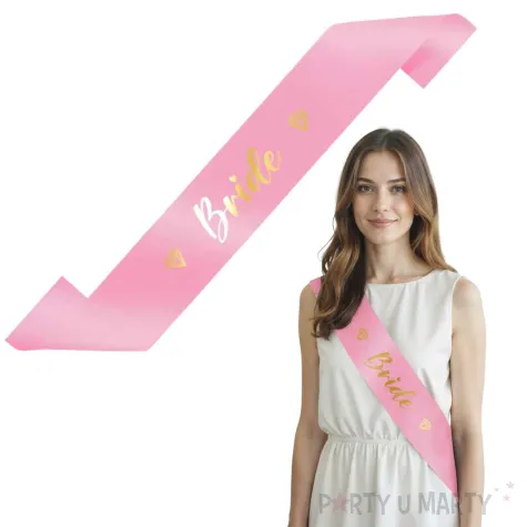 dodatek dp stroju na wieczor panienski szarfa bride rozowo zlota 160 cm