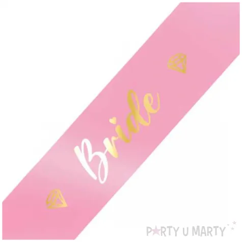 dodatek dp stroju na wieczor panienski szarfa bride rozowo zlota 160 cm