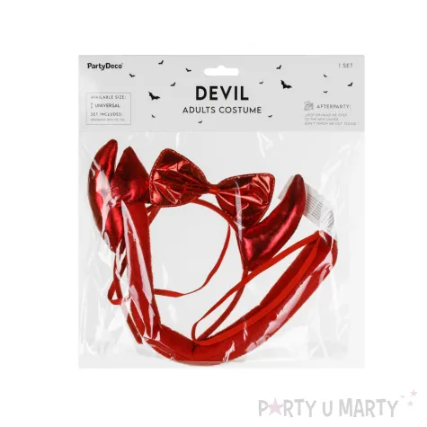 dodatki do stroju na halloween zestaw diabla rogi ogon muszka diablica demon sukkub cosplay