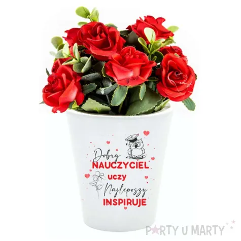doniczka dobry nauczyciel uczy najlepszy inspiruje bia y 10 cm