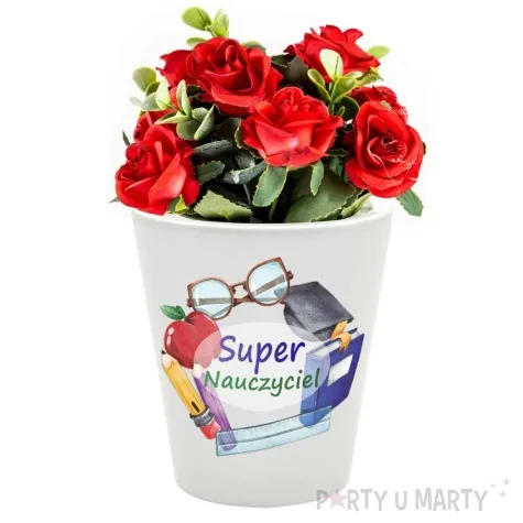 doniczka super nauczyciel bialy 10 cm