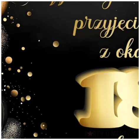 drewniana tablica powitalna 18 urodziny zloto czarny dekoracja sali powitanie gosci