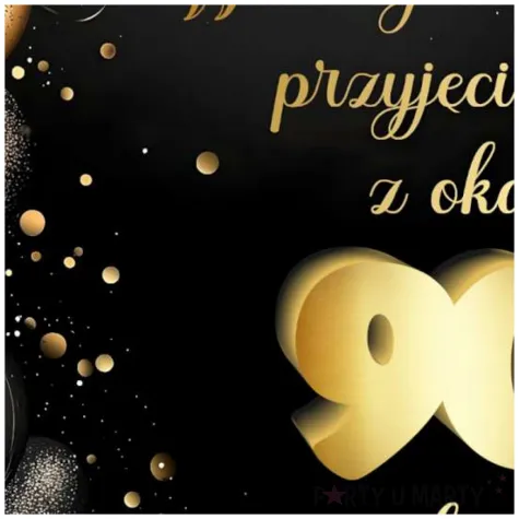 drewniana tablica powitalna 90 urodziny zloto czarny dekoracja sali powitanie gosci