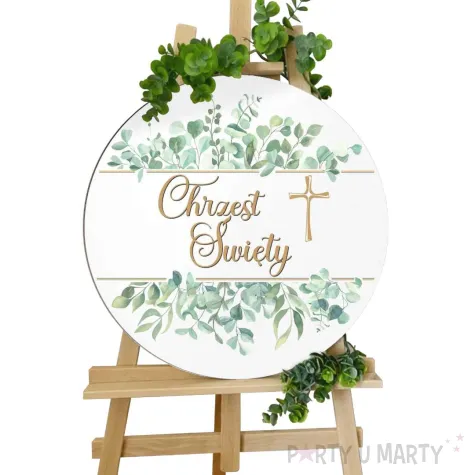 drewniana tablica powitalna chrzest swiety eukaliptus beauty dekoracja sali 39 5 cm