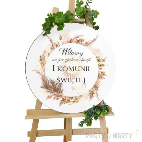 drewniana tablica powitalna komunia swieta boho dekoracja sali powitanie gosci 39 5 cm