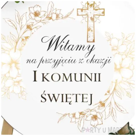 drewniana tablica powitalna komunia swieta gold line dekoracja sali powitanie gosci 39 5 cm