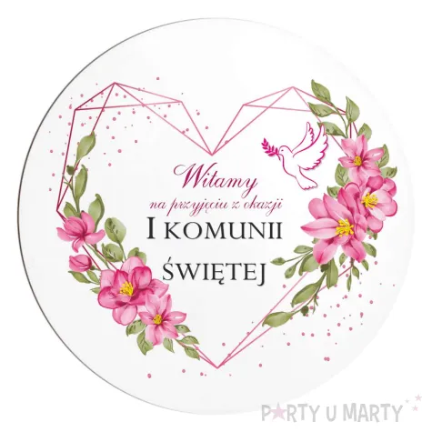 drewniana tablica powitalna komunia swieta rozowe serce dekoracja sali powitanie gosci 39 5 c
