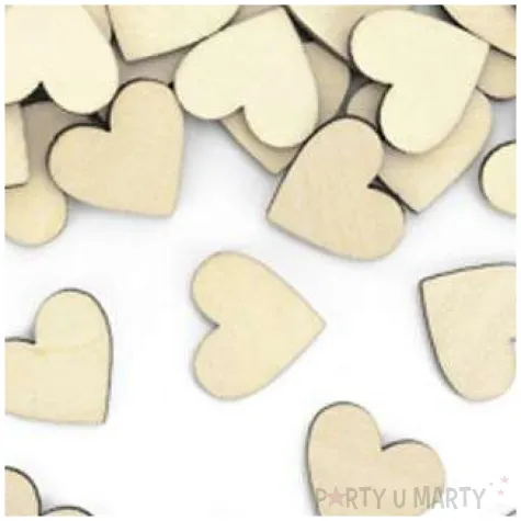 drewniane konfetti serca 50szt partydeco
