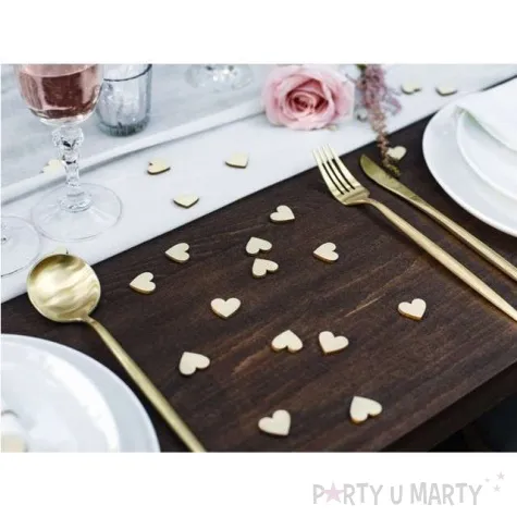drewniane konfetti serca 50szt partydeco