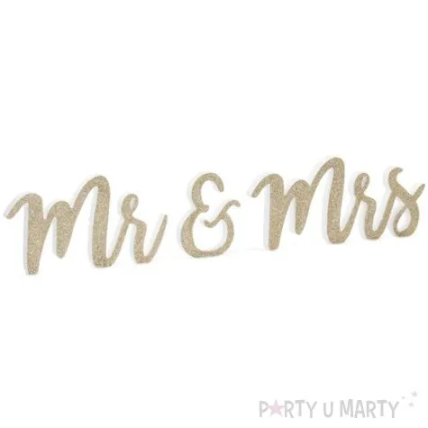 drewniany napis mr mrs bialy partydeco 1 kpl