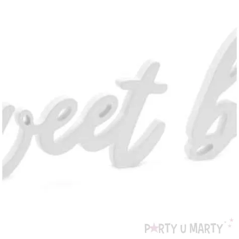drewniany napis sweet bar bialy partydeco