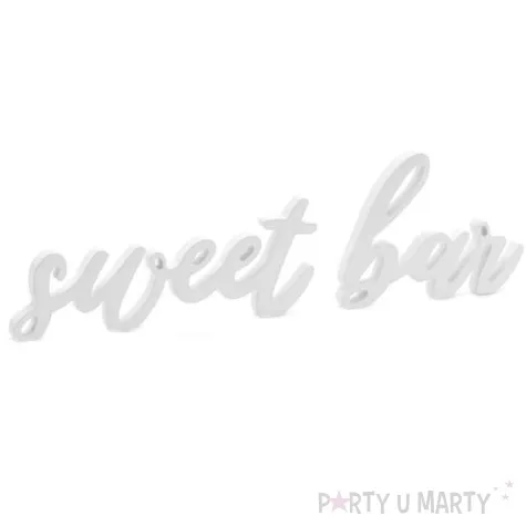 drewniany napis sweet bar bialy partydeco