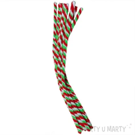 druciki kreatywne wyciory zielono czerwony bialy brewis 30 cm 10 szt