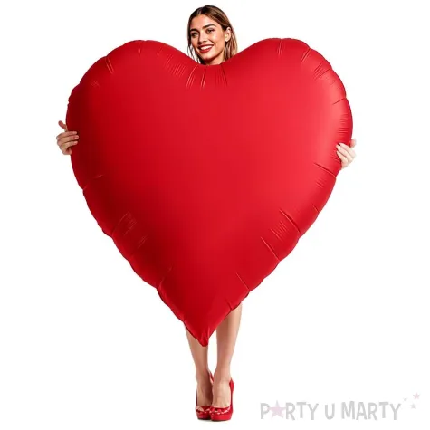 duzy balon foliowy serce xl prezent na walentynki dzien kobiet dekoracja na wesele czerwone 65